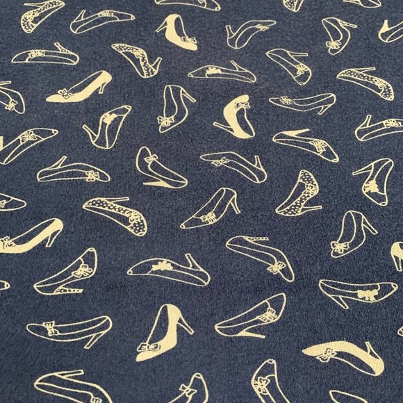 Y2K Shoe Print Paisley Stretch Soft 3/4 Sleeve Navy Pattern Scoop Neck T… - Picture 4 of 11